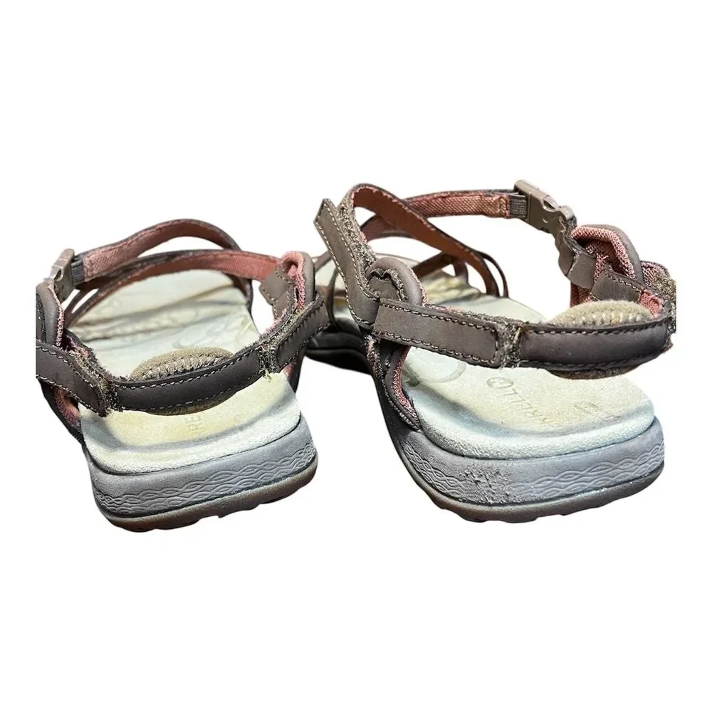 Merrell Sandals Women 10 Jacardia Dark Earth Strappy Leather Hiking Trail J57606